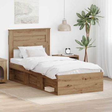 vidaXL Lovos rėmas Meistrų ąžuolas 75 x 190 cm Kietos pušies mediena