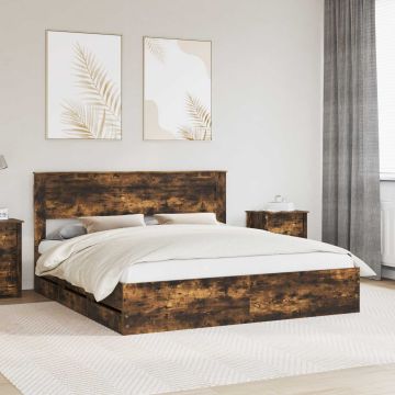 vidaXL Lovos rėmas Rūkyta ąžuolas 180 x 200 cm Inžinerinė mediena