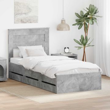vidaXL Lovos rėmas Betono pilka 75 x 190 cm Inžinerinė mediena