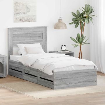 vidaXL Lovos rėmas Pilkas Sonoma 75 x 190 cm Inžinerinė mediena