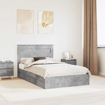 vidaXL Saugos lova Betono pilka 135 x 190 cm Apdirbta mediena