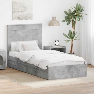 vidaXL Saugos lova Betono pilka 100 x 200 cm Apdirbta mediena