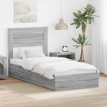 vidaXL Saugos lova Pilkas Sonoma 90 x 190 cm Apdirbta mediena
