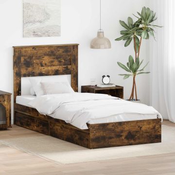 vidaXL Saugos lova Rūkyta ąžuolas 90 x 200 cm Apdirbta mediena