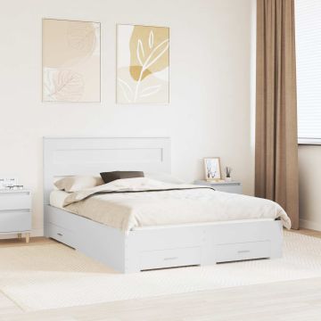 vidaXL Lovos rėmas su galvūgalio Balta 160 x 200 cm Apdirbta mediena