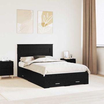 vidaXL Lovos rėmas Juodas ąžuolas 135 x 190 cm Apdirbta mediena