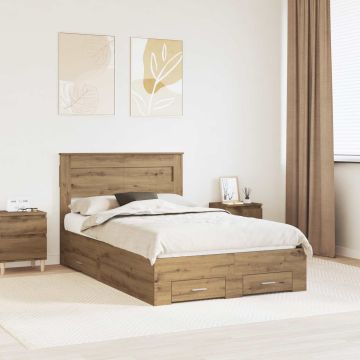vidaXL Lovos rėmas Amatininkų ąžuolas 120 x 190 cm Apdirbta mediena