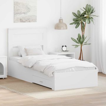 vidaXL Lovos rėmas su galvūgalio Balta 90 x 190 cm Apdirbta mediena