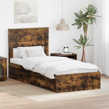 vidaXL Lovos rėmas Rūkyta ąžuolas 90 x 190 cm Apdirbta mediena
