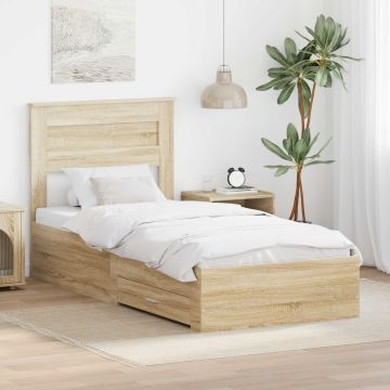 vidaXL Lovos rėmas Sonoma ąžuolas 90 x 200 cm Apdirbta mediena