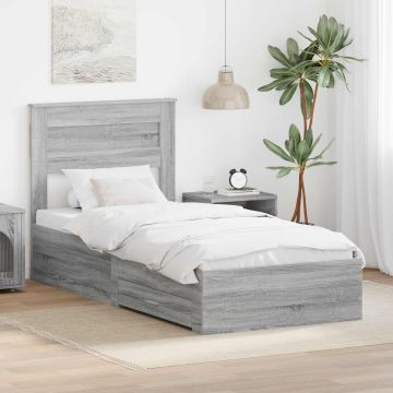 vidaXL Lovos rėmas Pilkas Sonoma 90 x 200 cm Apdirbta mediena