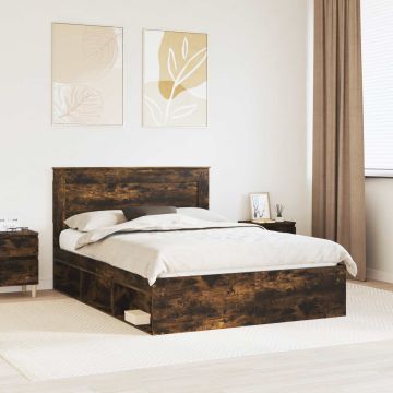 vidaXL Lovos rėmas Rūkyta ąžuolas 140 x 200 cm Kietos pušies mediena