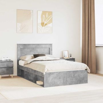 vidaXL Lovos rėmas Betono pilka 135 x 190 cm Kietos pušies mediena