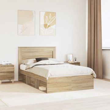 vidaXL Lovos rėmas Sonoma 120 x 190 cm Kietos pušies mediena