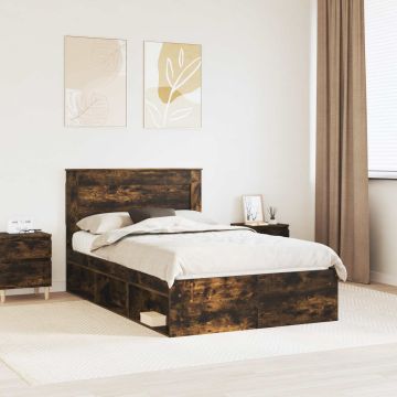 vidaXL Lovos rėmas Rūkyta ąžuolas 120 x 190 cm Kietos pušies mediena