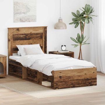 vidaXL Lovos rėmas Senas medis 90 x 190 cm Kietos pušies mediena