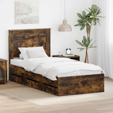 vidaXL Lovos rėmas Rūkyta ąžuolas 90 x 200 cm Inžinerinė mediena