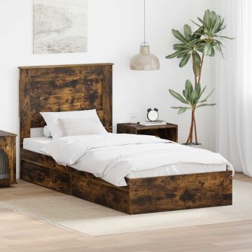 vidaXL Saugos lova Rūkyta ąžuolas 75 x 190 cm Apdirbta mediena