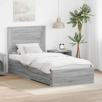 vidaXL Lovos rėmas su stalčių Pilko Sonamos ir sidabro 75 x 190 cm