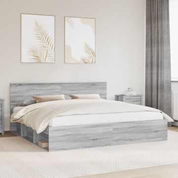 vidaXL Lovos rėmas Pilkas Sonoma 200 x 200 cm Kietos pušies mediena