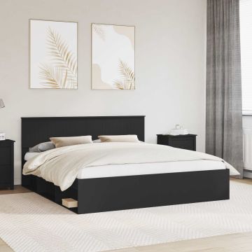 vidaXL Lovos rėmas Juoda 180 x 200 cm Kietos pušies mediena
