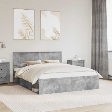 vidaXL Lovos rėmas Betoninė 160 x 200 cm Kietos pušies mediena