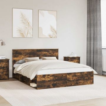 vidaXL Lovos rėmas Rūkyta ąžuolas 160 x 200 cm Kietos pušies mediena