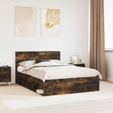 vidaXL Lovos rėmas Rūkyta ąžuolas 140 x 200 cm Kietos pušies mediena