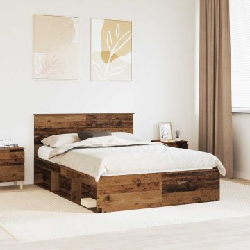 vidaXL Lovos rėmas Senas medis 135 x 190 cm Kietos pušies mediena