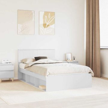vidaXL Lovos rėmas Balta 120 x 190 cm Kietos pušies mediena