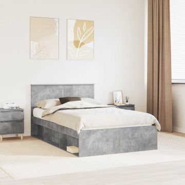 vidaXL Lovos rėmas Betoninė 120 x 190 cm Kietos pušies mediena