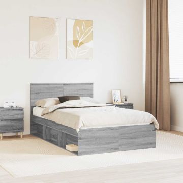 vidaXL Lovos rėmas Pilkas Sonoma 120 x 190 cm Kietos pušies mediena