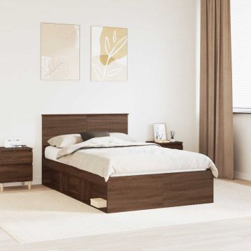 vidaXL Lovos rėmas Rudas ąžuolas 120 x 190 cm Kietos pušies mediena