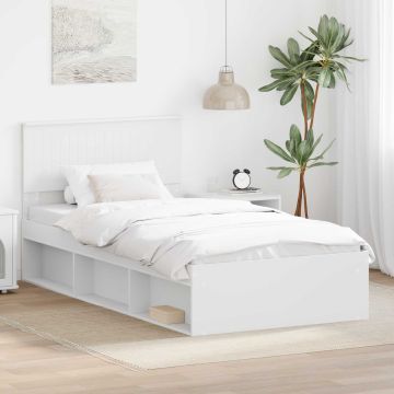 vidaXL Lovos rėmas Balta 100 x 200 cm Kietos pušies mediena