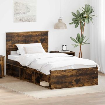 vidaXL Lovos rėmas Rūkyta ąžuolas 100 x 200 cm Kietos pušies mediena