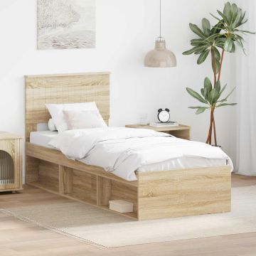 vidaXL Lovos rėmas Sonoma ąžuolas 75 x 190 cm Kietos pušies mediena