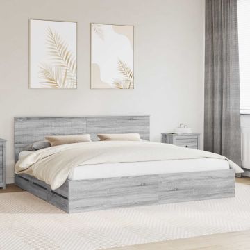 vidaXL Lovos rėmas Pilkas Sonoma 200 x 200 cm Inžinerinė mediena