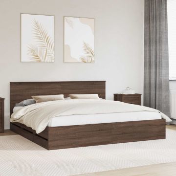 vidaXL Lovos rėmas Rudas ąžuolas 200 x 200 cm Inžinerinė mediena