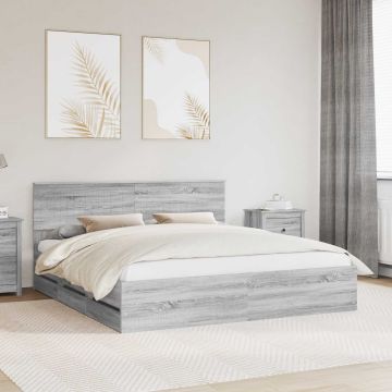 vidaXL Lovos rėmas Pilkas Sonoma 180 x 200 cm Inžinerinė mediena