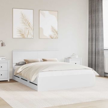 vidaXL Lovos rėmas su stalčių Balta 160 x 200 cm Inžinerinė mediena