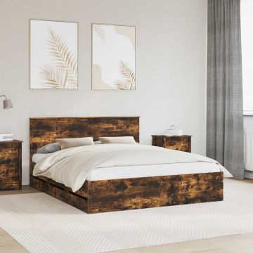 vidaXL Lovos rėmas Rūkyta ąžuolas 160 x 200 cm Inžinerinė mediena