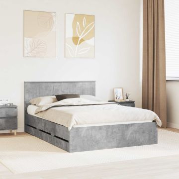 vidaXL Lovos rėmas Betono pilka 135 x 190 cm Inžinerinė mediena