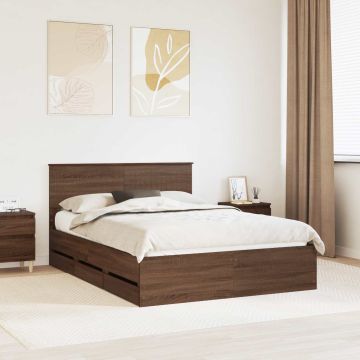 vidaXL Lovos rėmas Rudas ąžuolas 135 x 190 cm Inžinerinė mediena