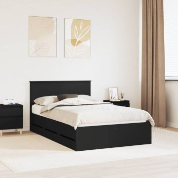 vidaXL Lovos rėmas su stalčių Juoda 120 x 200 cm Inžinerinė mediena
