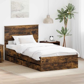 vidaXL Lovos rėmas Rūkyta ąžuolas 100 x 200 cm Inžinerinė mediena