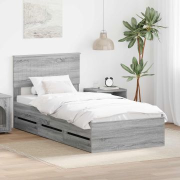 vidaXL Lovos rėmas Pilkas Sonoma 90 x 190 cm Inžinerinė mediena