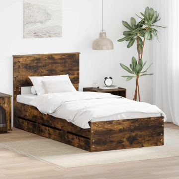 vidaXL Lovos rėmas Rūkyta ąžuolas 90 x 200 cm Inžinerinė mediena