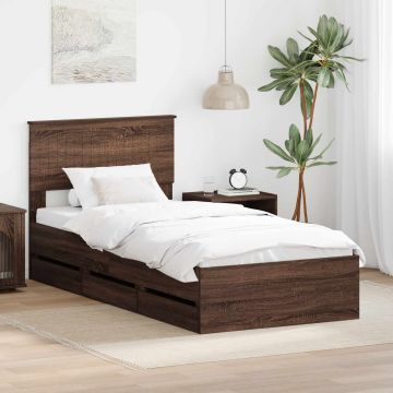 vidaXL Lovos rėmas Rudas ąžuolas 90 x 200 cm Inžinerinė mediena