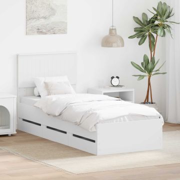 vidaXL Lovos rėmas su stalčių Balta 75 x 190 cm Inžinerinė mediena