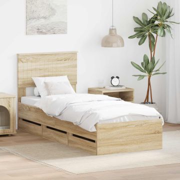 vidaXL Lovos rėmas Sonoma ąžuolas 75 x 190 cm Inžinerinė mediena